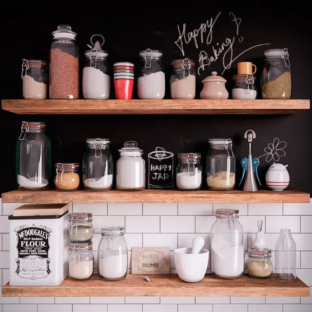 Kitchen Set 03 (jars on the shelves) 3D Model