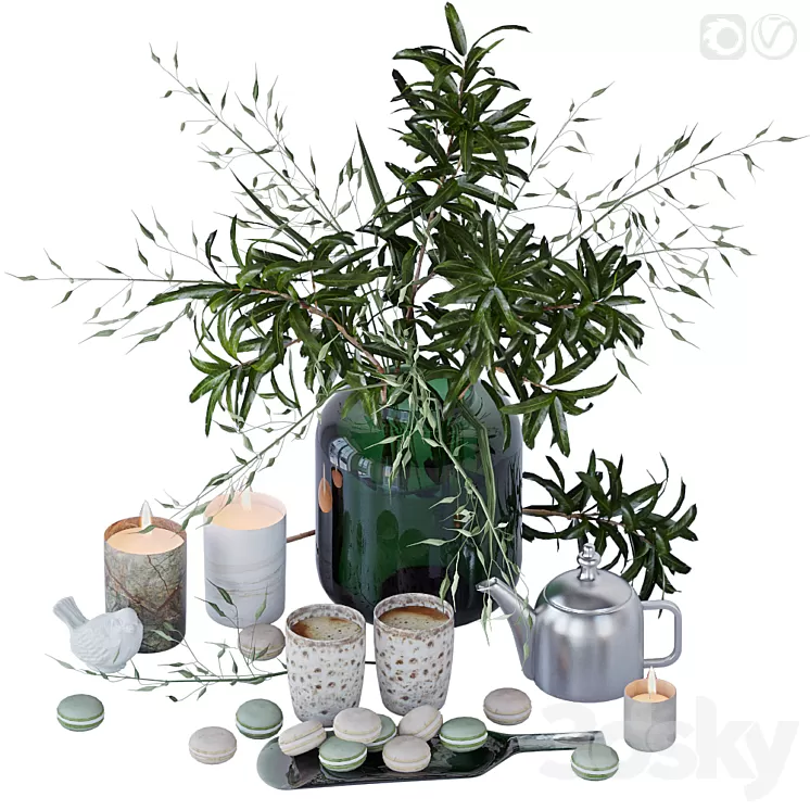 Kitchen set with mango branches 2 3D Model Kitchen set with mango branches 2 3D Model