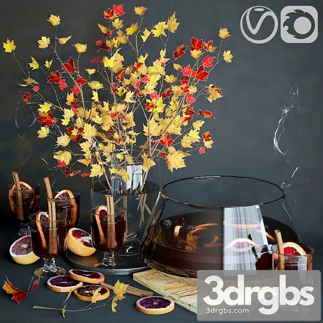 Kitchen set with mulled wine 3D Model Download