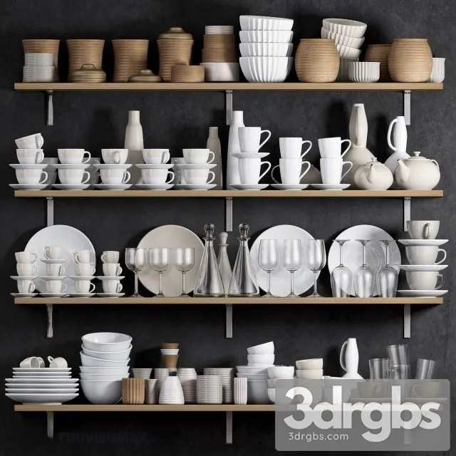 Kitchen Shelf Utensils 3D Model Download