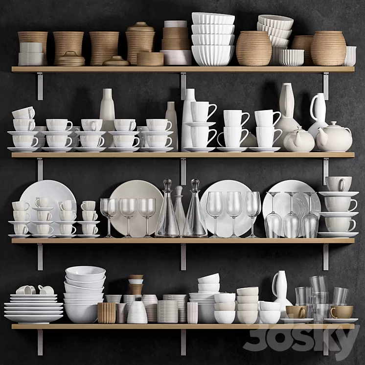 KITCHEN SHELF WITH UTENSILS 3D Model - 3DSKY Decor Helper