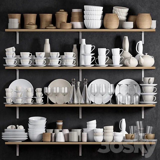 KITCHEN SHELF WITH UTENSILS 3DModel