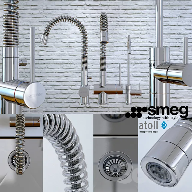 Kitchen sink and faucet Smeg 3D Model