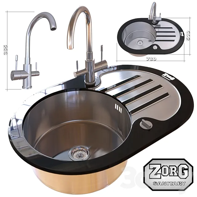 Kitchen sink and faucet ZorG 3D Model Kitchen sink and faucet ZorG 3D Model