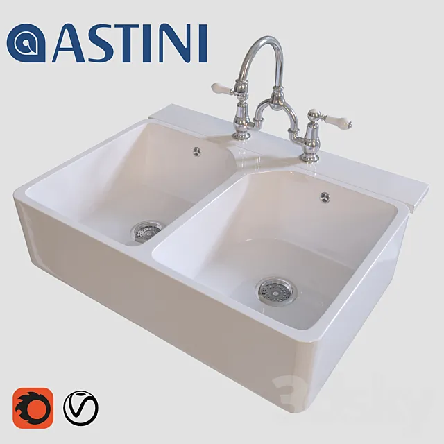 Kitchen Sink Astini Belfast 2 Bowl 3D Model Kitchen Sink Astini Belfast 2 Bowl 3D Model