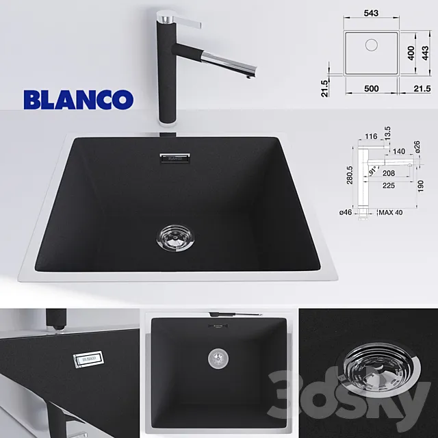 kitchen sink Blanco Subline 500-IF 3D Model kitchen sink Blanco Subline 500-IF 3D Model