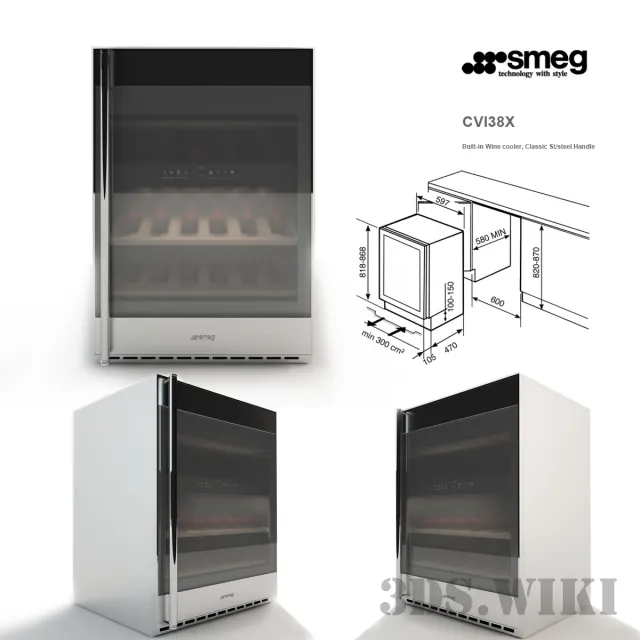 kitchen – Smeg built-in wine cabinet CVI38X 3D Model