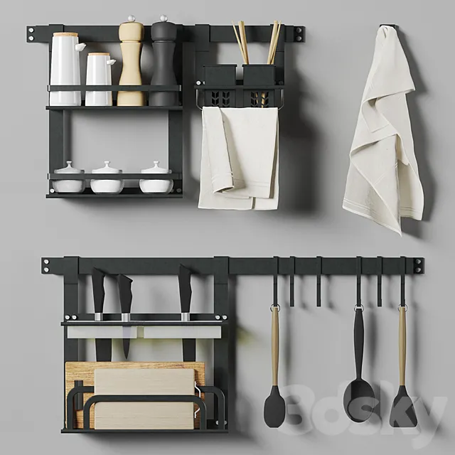 Kitchen storage system with decor 3D Model