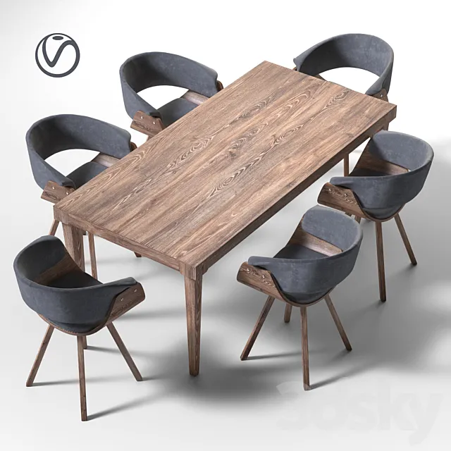 Kitchen table with chairs 3D Model