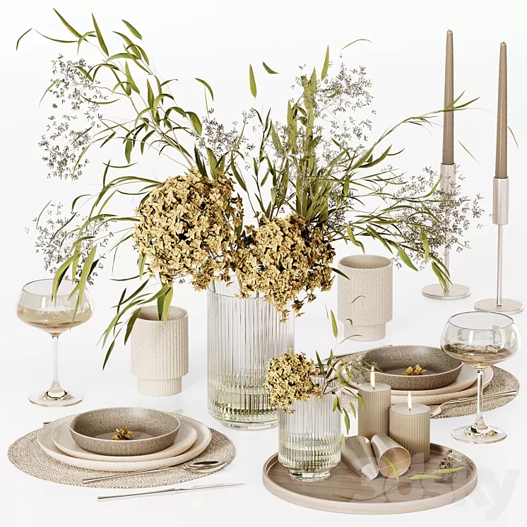 Kitchen tableware 020 (Vray) 3D Model Free Download