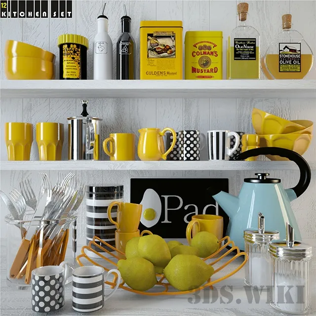 kitchen – Tea set spices and drinks 3D Model
