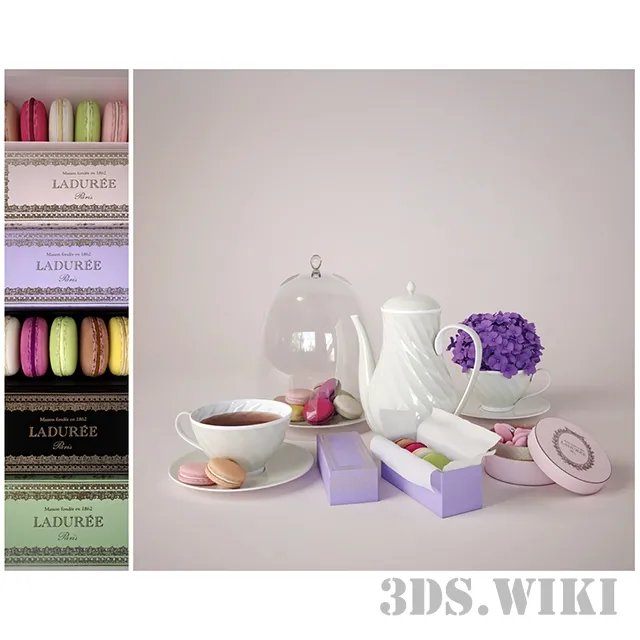 kitchen – Tea set with sweets 3D Model