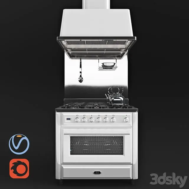 Kitchen unit Ilve Majestic MT-90 3D Model
