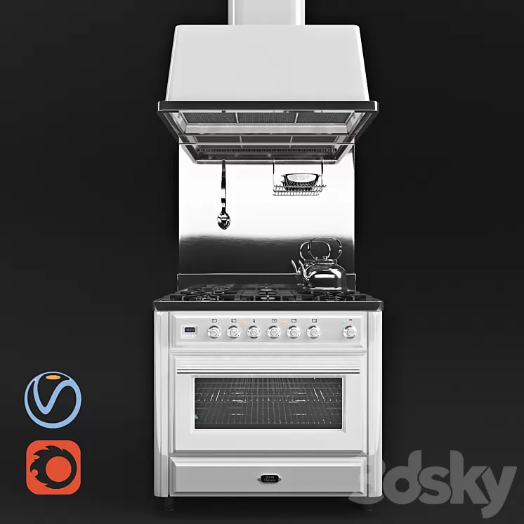 Kitchen unit Ilve Majestic MT-90 3D Model Kitchen unit Ilve Majestic MT-90 3D Model