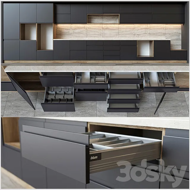 Kitchen units with accessories Blum 3DModel