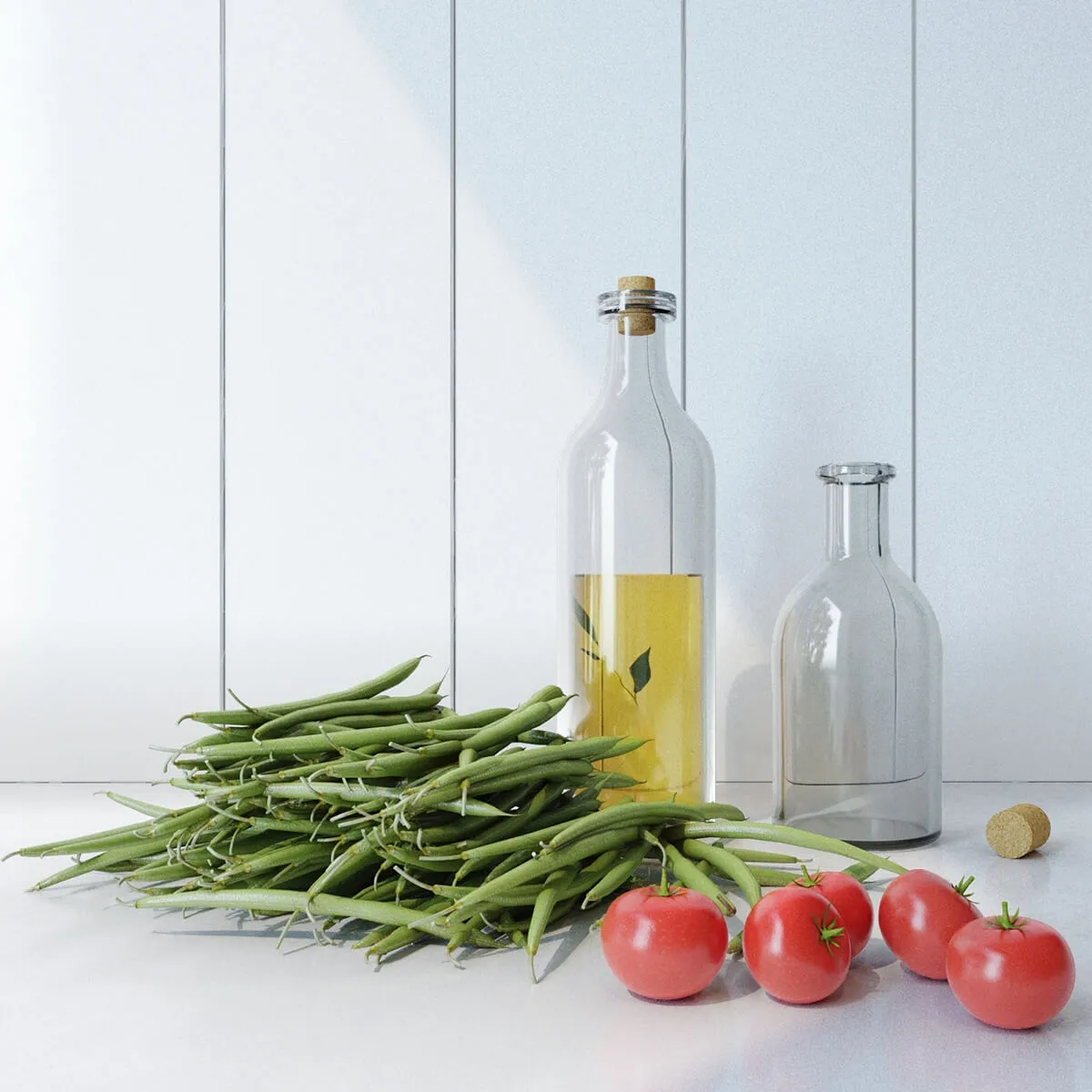 kitchen – Vegetables tomato asparagus bottle 3D Model