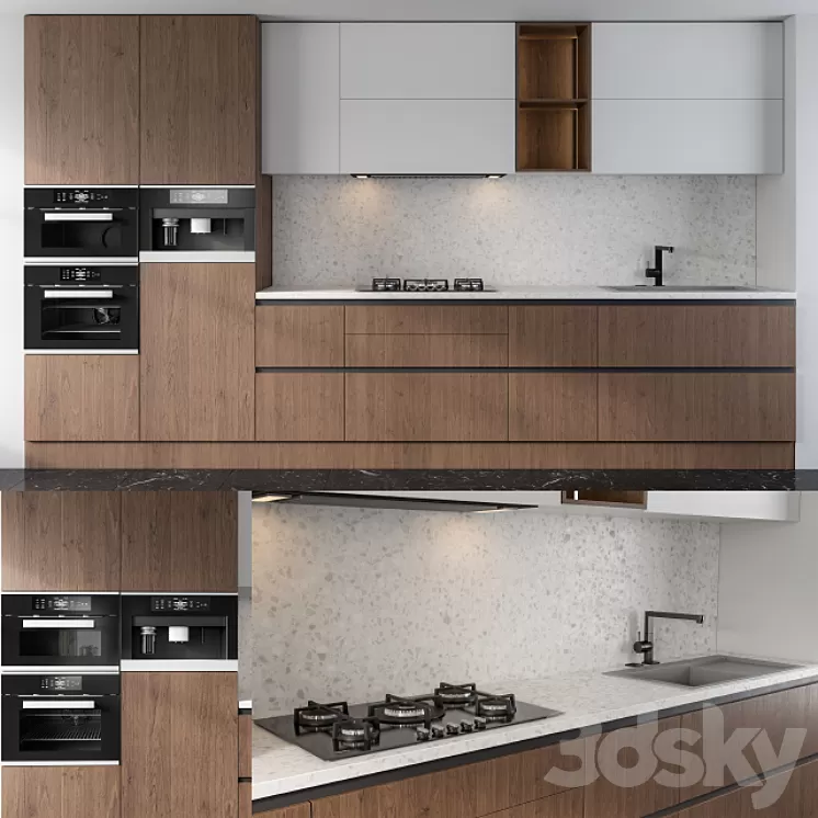 Kitchen white and wood 3D Model Kitchen white and wood 3D Model