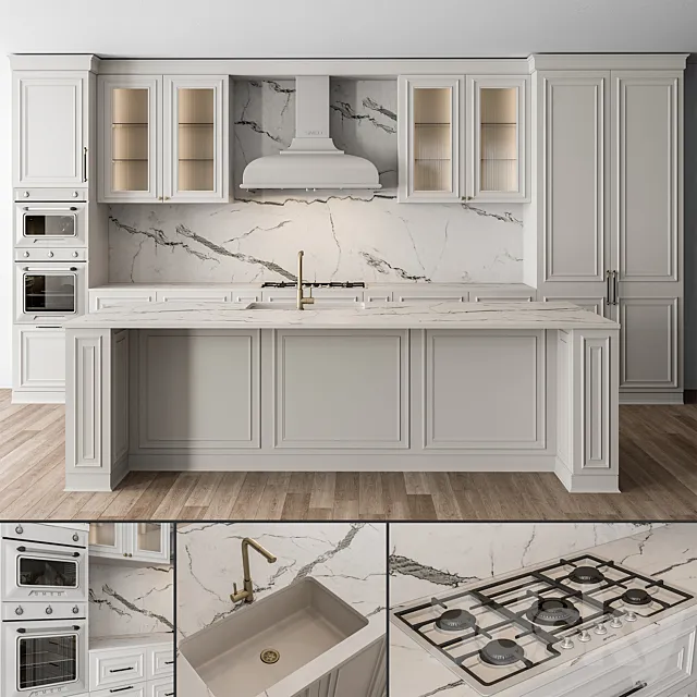 Kitchen White NeoClassic 77 3D Model Kitchen White NeoClassic 77 3D Model