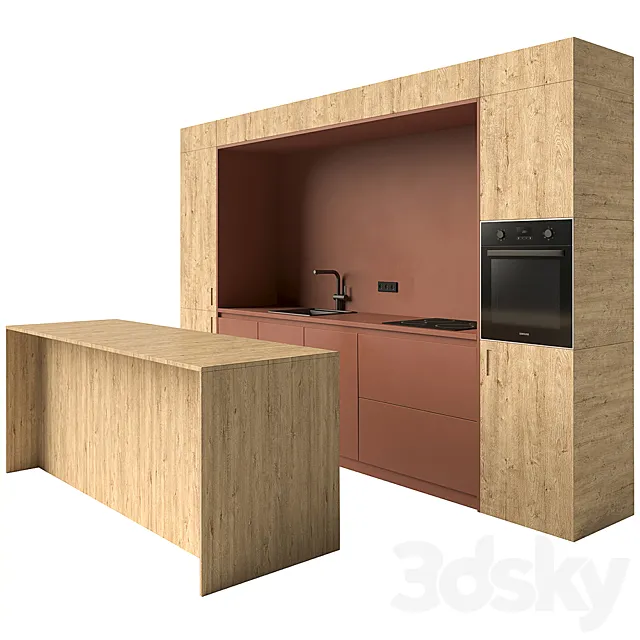 Kitchen with an island 3D Model Kitchen with an island 3D Model