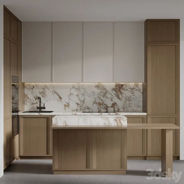 Kitchen with built-in MIELE appliances 3D Model