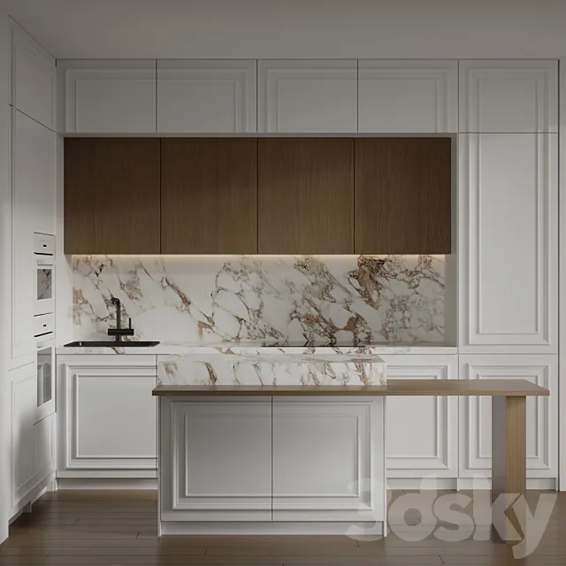 Kitchen with built-in MIELE appliances 3D Model