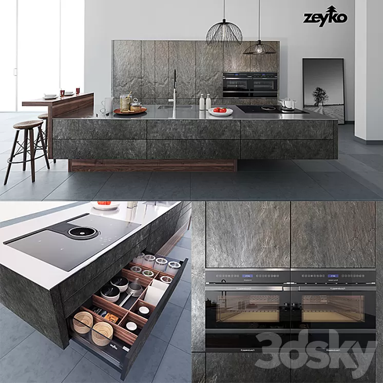 Kitchen Zeyko Forum Stone Oceangreen 3D Model Kitchen Zeyko Forum Stone Oceangreen 3D Model