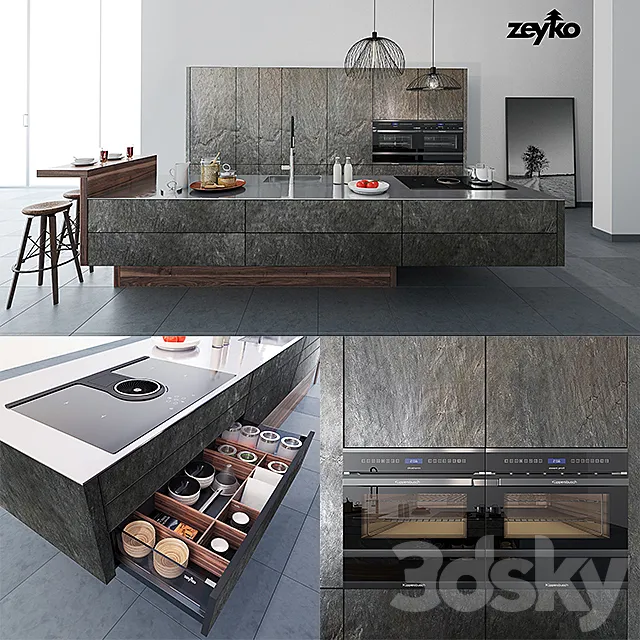 Kitchen Zeyko Forum Stone Oceangreen 3DModel