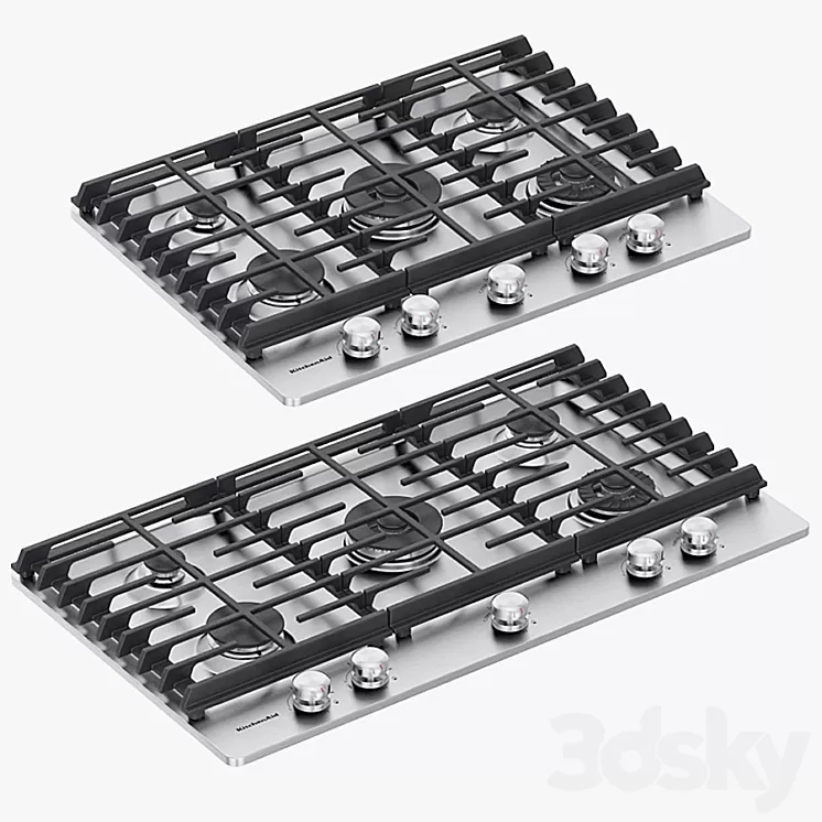 KitchenAid – 5-Burner Gas Cooktops with Griddle 3D Model