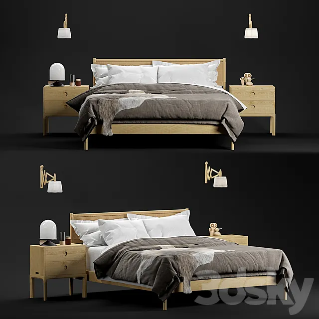 Klassik Papercord Bed Oak 3DModel Klassik Papercord Bed Oak 3DModel