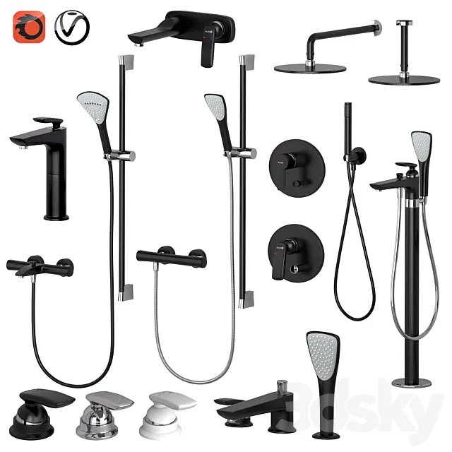 Kludi set 1 | Balance | Zenta | Fizz | with adjustable watering can 3D Model