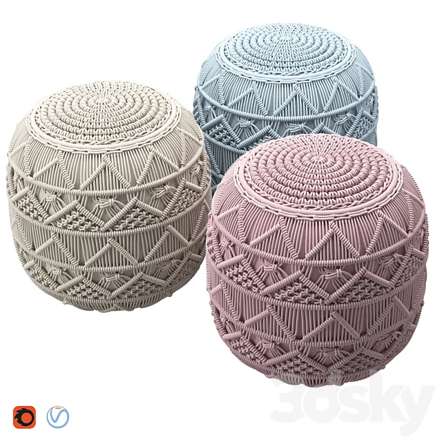 Knit Pouf 3DModel Knit Pouf 3DModel