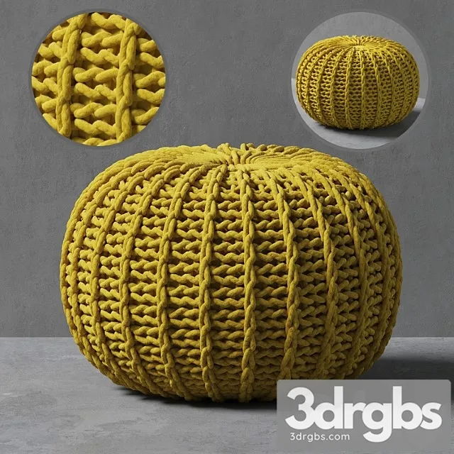 Knitted pouf 2 3D Model Download