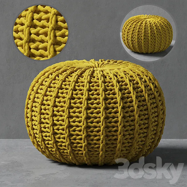 Knitted pouf 3DModel Knitted pouf 3DModel