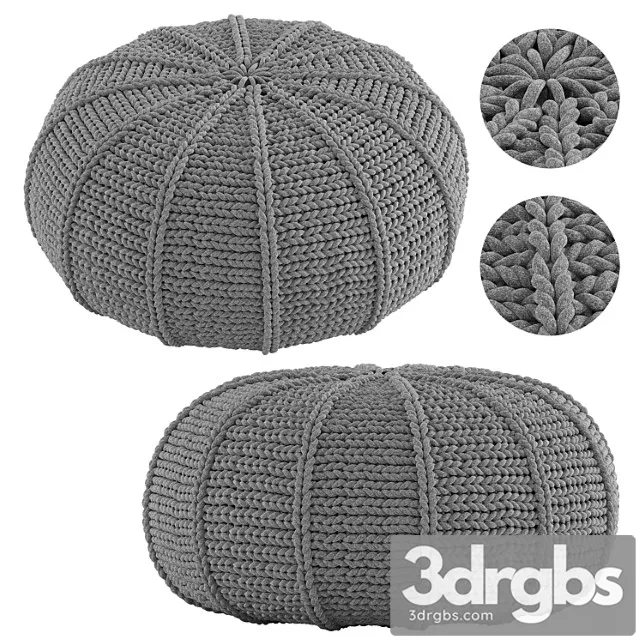 Knitted pouf zen pebble 2 3D Model Download