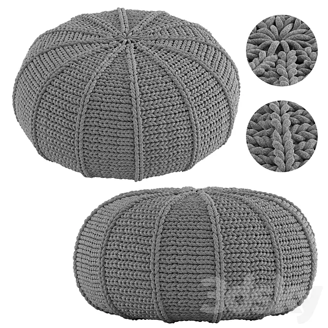 Knitted Pouf Zen Pebble 3D Model Knitted Pouf Zen Pebble 3D Model