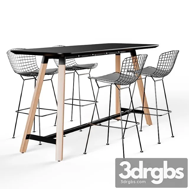 Knoll Bertoia Barstool Rockwell Unscripted Tall Table 3D Model Download