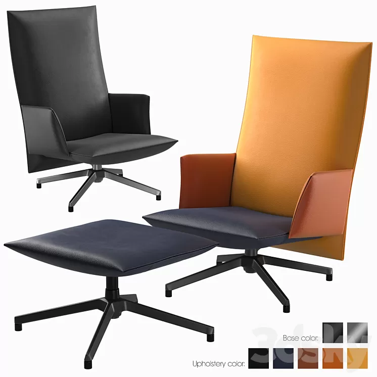 KNOLL Pilot armchair Upholstered + Ottoman 3D Model KNOLL Pilot armchair Upholstered + Ottoman 3D Model