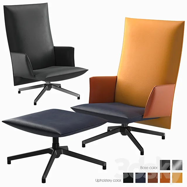 KNOLL Pilot armchair Upholstered + Ottoman 3DModel