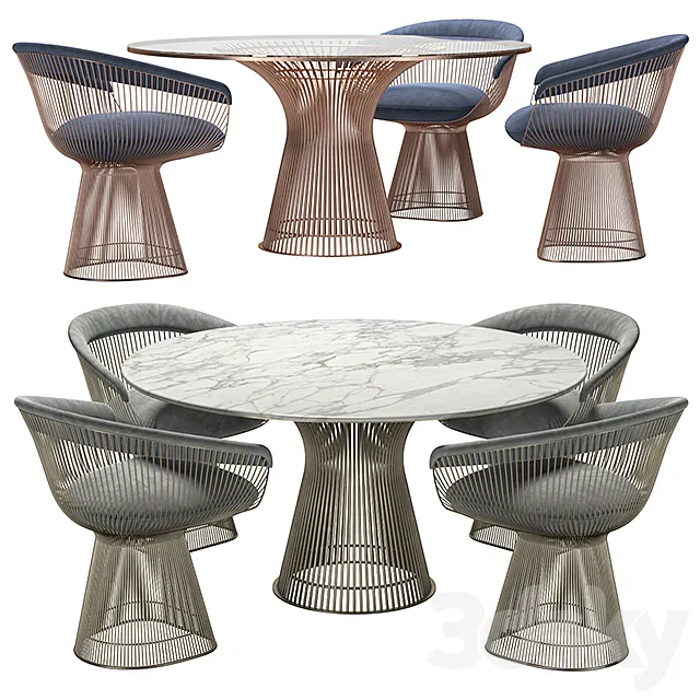 Knoll – Platner Dining Table & Chair 3D Model