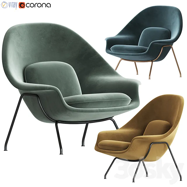 Knoll saarinen womb chair 3D Model