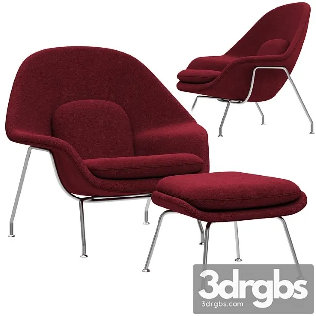 Knoll saarinen womb chair and ottoman 3D Model Download