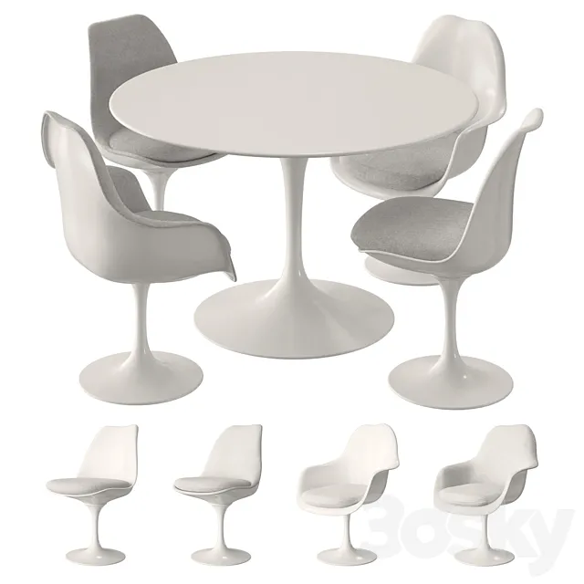 Knoll Tulip Table Set 3D Model