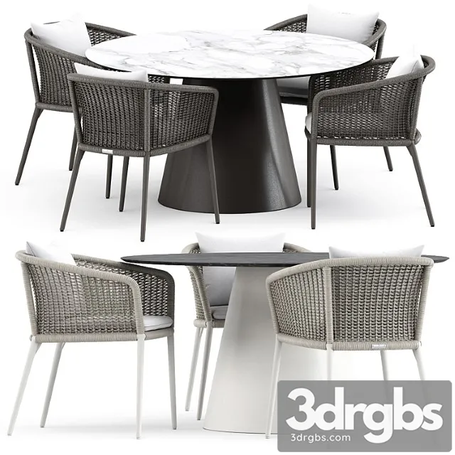 Knot armchair and cone ii dining table round 140 by janus 2 3D Model Download