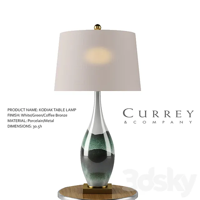 Kodiak Table Lamp – Currey & Company 3D Model Kodiak Table Lamp – Currey & Company 3D Model