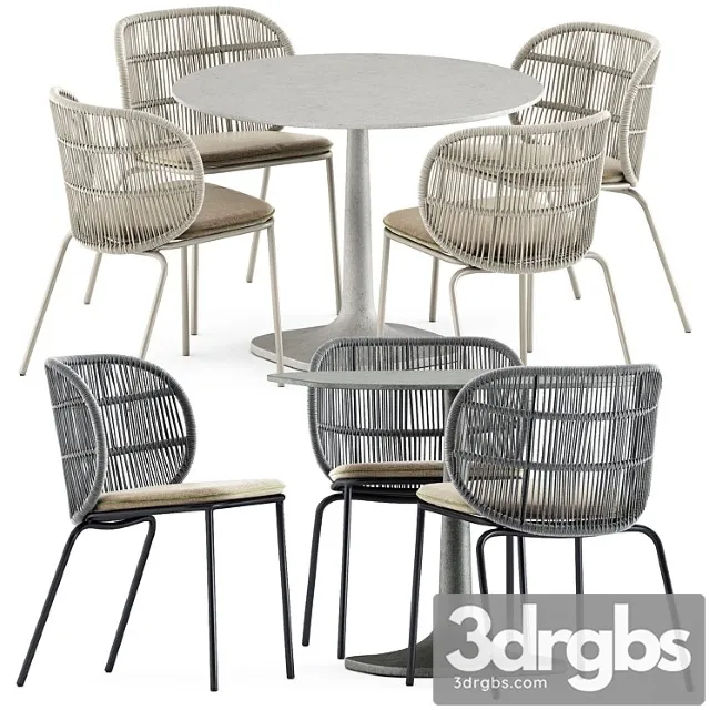 Kodo Dining Chairs By Vincent Sheppard And Fiore Outdoor Table By Bebitalia 3D Model Download
