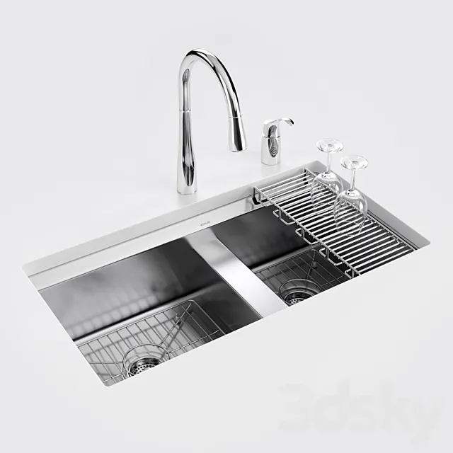KOHLER “8 Degree” under-mount kitchen sink 3D Model