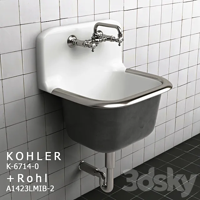 Kohler K-6714-0 + Rohl A1423LMIB-2 3D Model Kohler K-6714-0 + Rohl A1423LMIB-2 3D Model