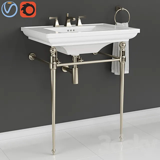 KOHLER “Memoirs” Console Table Bathroom Sink 3D Model KOHLER “Memoirs” Console Table Bathroom Sink 3D Model