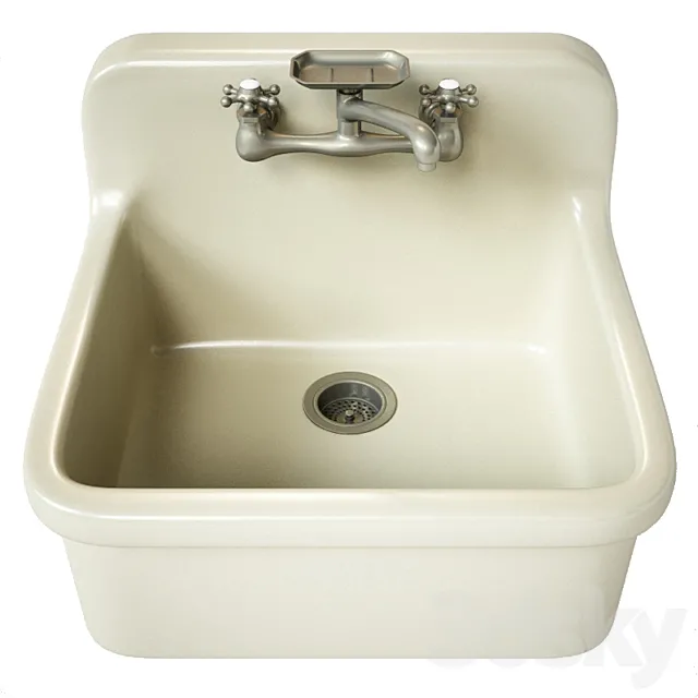 Kohler_Gilford apron-front wall-mount kitchen sink 3D Model Kohler_Gilford apron-front wall-mount kitchen sink 3D Model