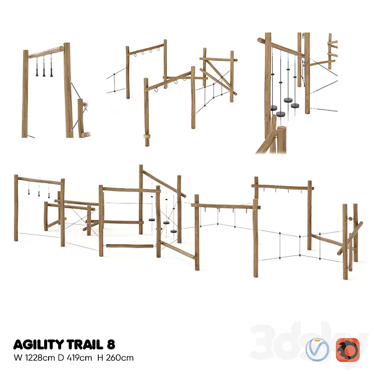 KOMPAN. AGILITY TRAIL 8 3D Model KOMPAN. AGILITY TRAIL 8 3D Model